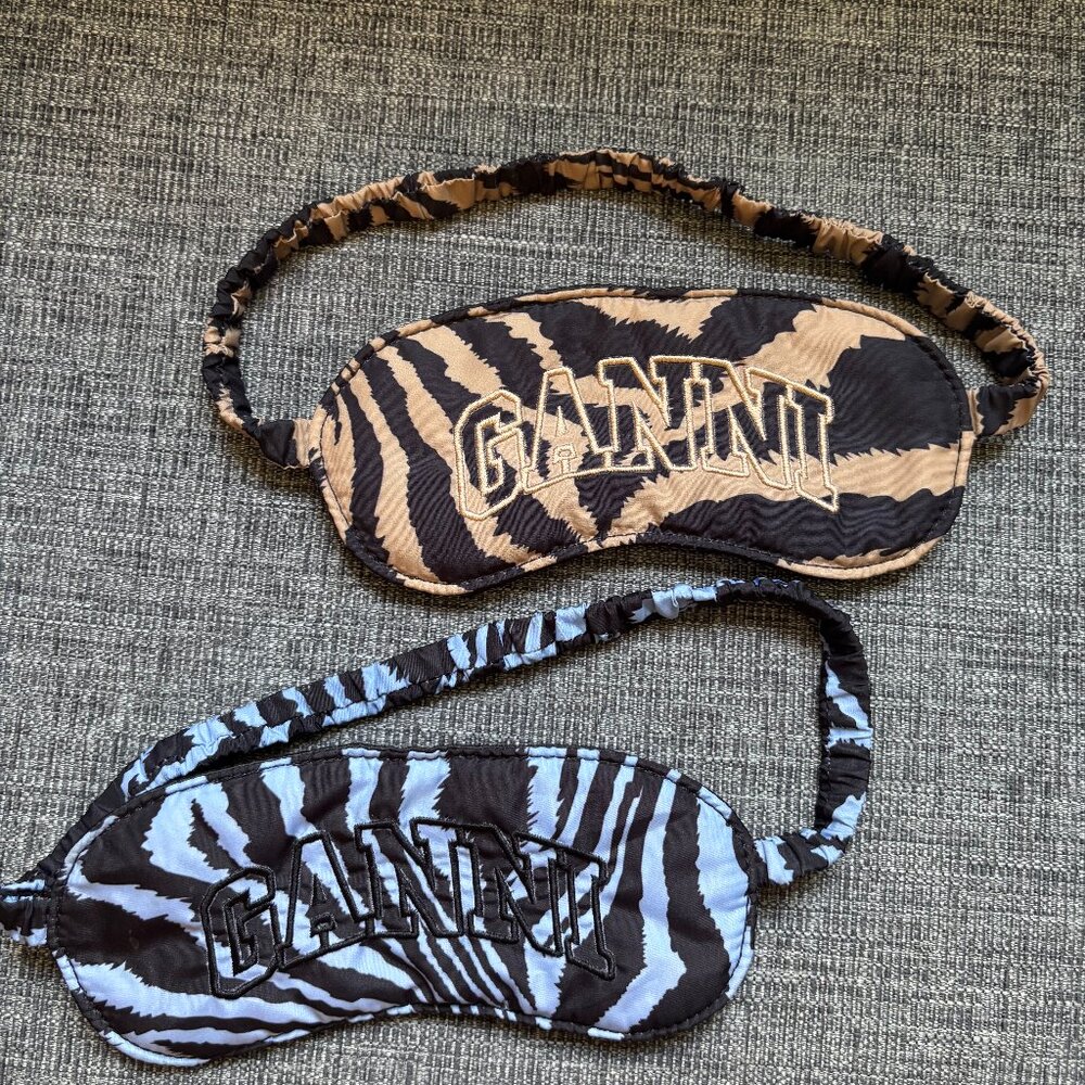 GANNI Recycled Tech Fabric Eye Mask (Blue or Brown) NWOT